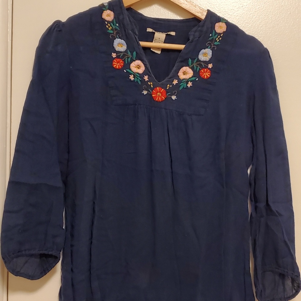 Lucky Brand Embroidered Peasant Top